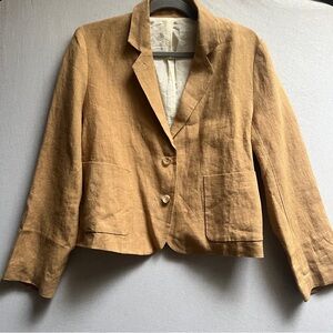 Susan Picks 100% Linen Cropped Blazer Jacket Size M